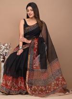 Cotton Black  Digital Printed Saree